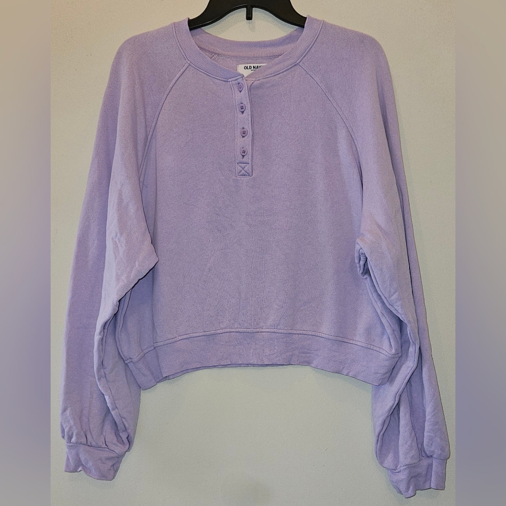 Old Navy Lavender Henley Women's Crewneck